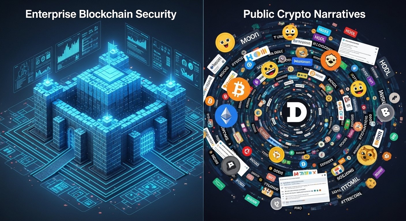 Enterprise blockchain security vs. public crypto narratives