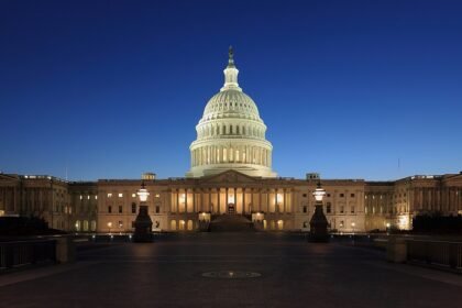 US Capitol at dusk — a Senate report questions Tether's Iran-linked wallet freezes