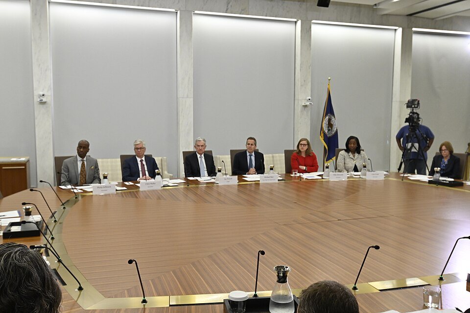 The Federal Reserve Board meeting in Washington — the Fed held rates at 3.75% to 4.00% on Wednesday