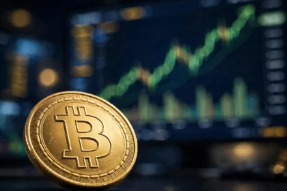 Golden Bitcoin coin with rebounding price chart - Bitcoin rebounds above $83,000 October 13 2026